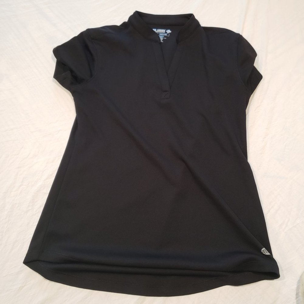 Black Loose Fit Mandarin Collar Shirt Size XS By REEL LEGENDS 100% Polyester